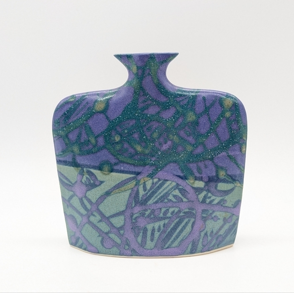 Earth & Sky Pottery purple green blue small ceramic bud vase